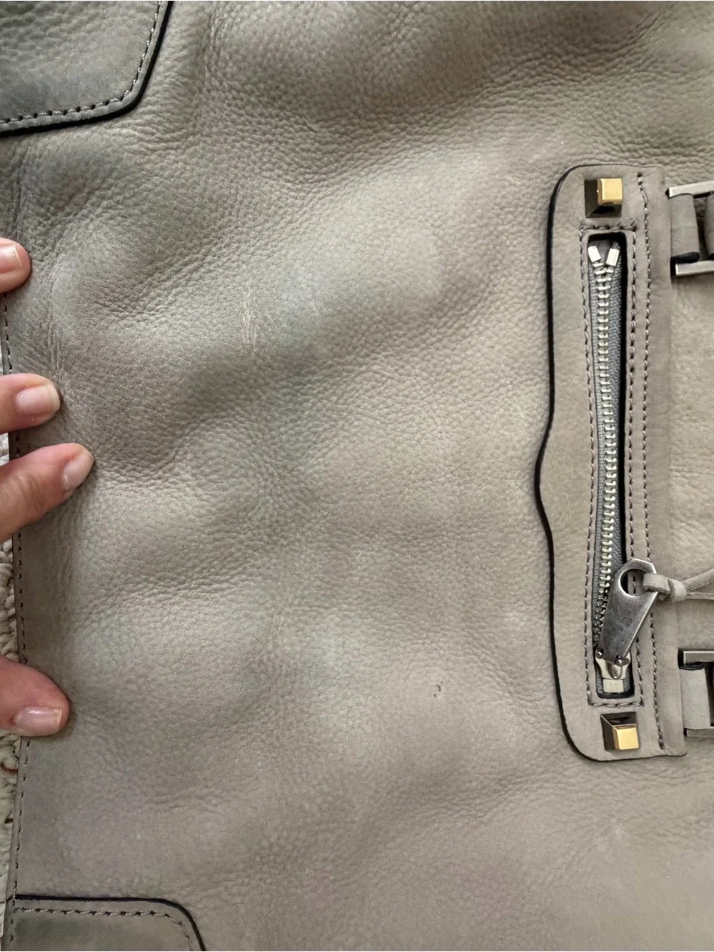 Rebecca Minkhoff Braided-Handle Taupe Satchel Handbag